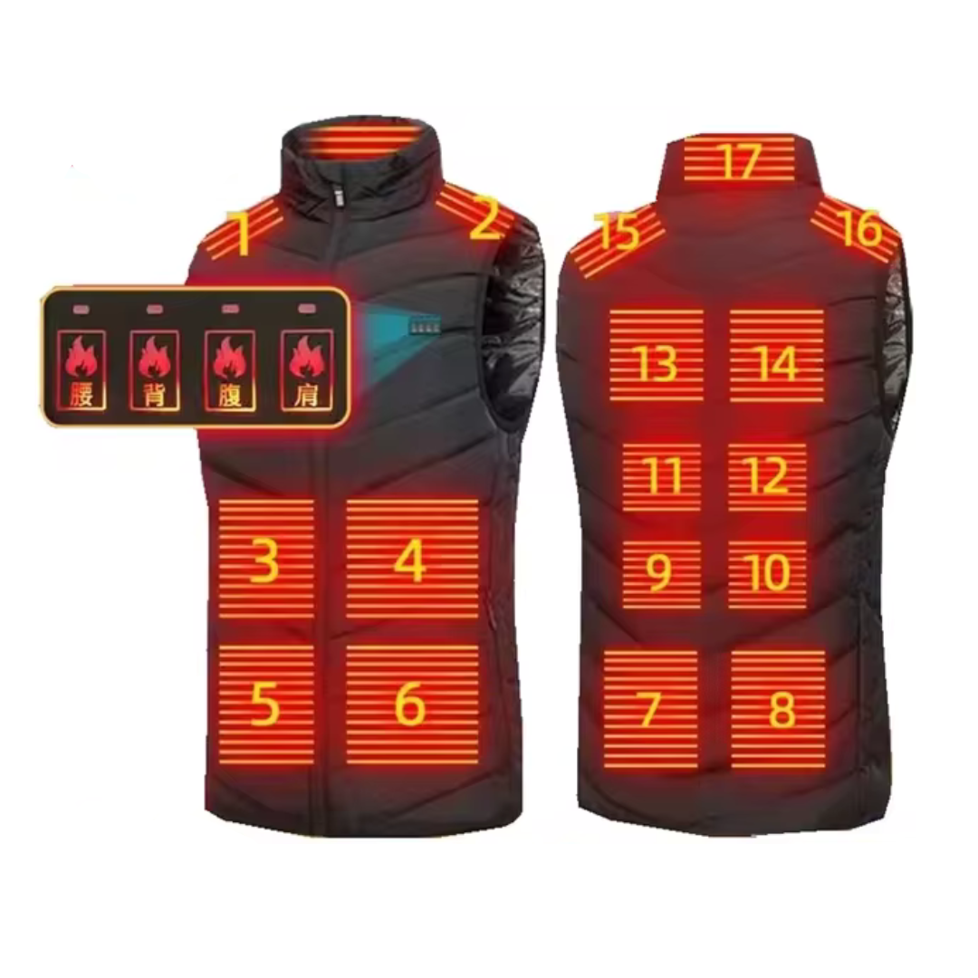 Unisex Electric Heating Vest with 17 Heating Pads